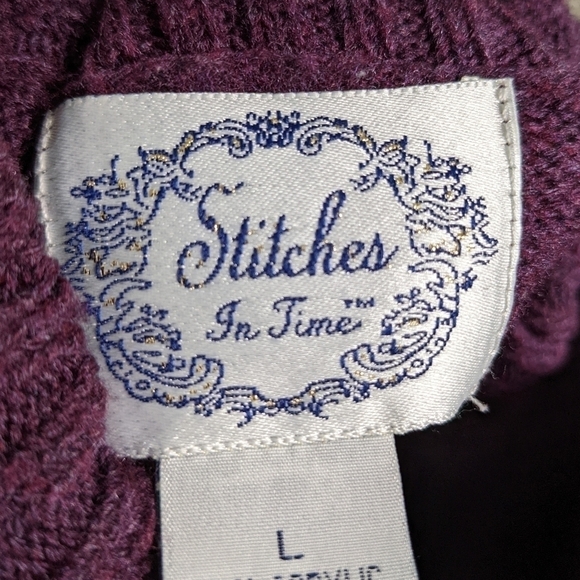 Vintage Stitches In Time purple flower sweater L - Picture 6 of 7